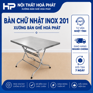 Bàn Xếp Inox Chữ Nhật 1m2 Inox 201 – Bàn B3