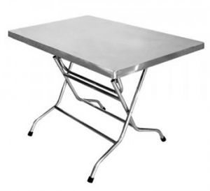 Bàn xếp inox Chữ Nhật: 0.7x1.2m, ống D32x1.2mm, mặt 1.2mm