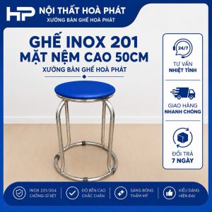 Ghế đôn inox 201 hòa phát mặt nệm, ống phi 19x0.7mm - G18