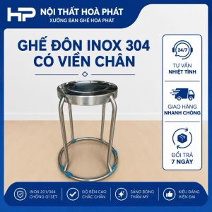 Ghế inox bấu mặt hòa phát có kiềng tròn loại tốt dày 1ly nặng 1.2kg