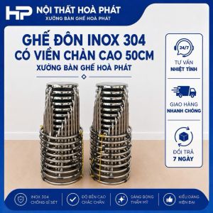 Ghế đôn inox 304 Hoà Phát dày 1.5ly nặng 1.8kg